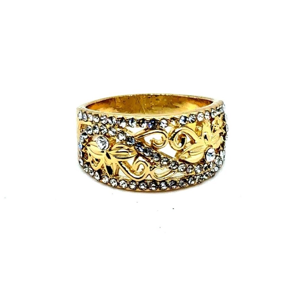 Gold‎ Crystals Band Ring